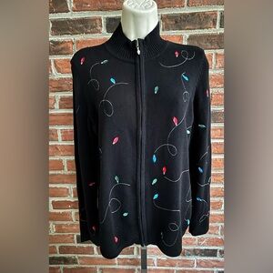 Black Christmas String of Lights Sweater Preowned